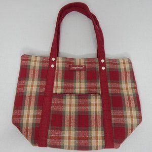 Longaberger Homestead Tote Red Plaid Snap Cotton